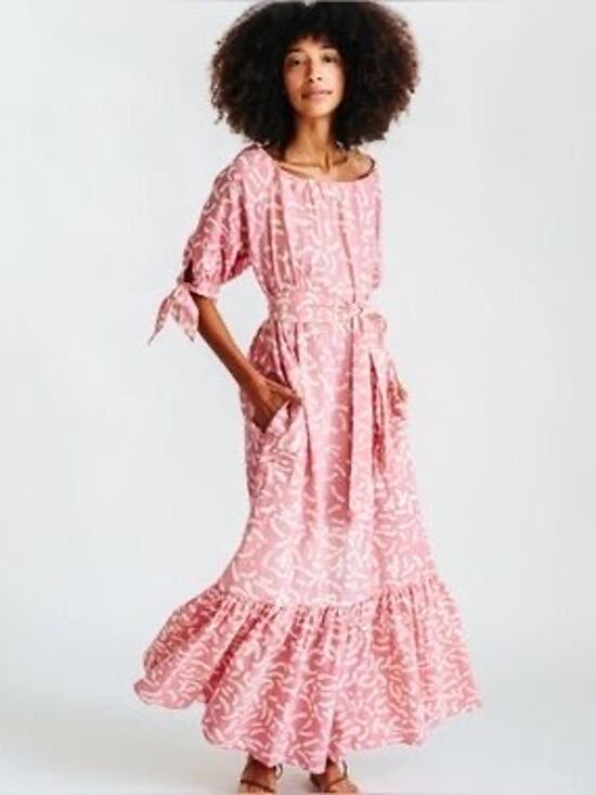 Mirth Dresses & Skirts - MIRTH Handmade Pink Abstract Print Belted Maxi Dress XS